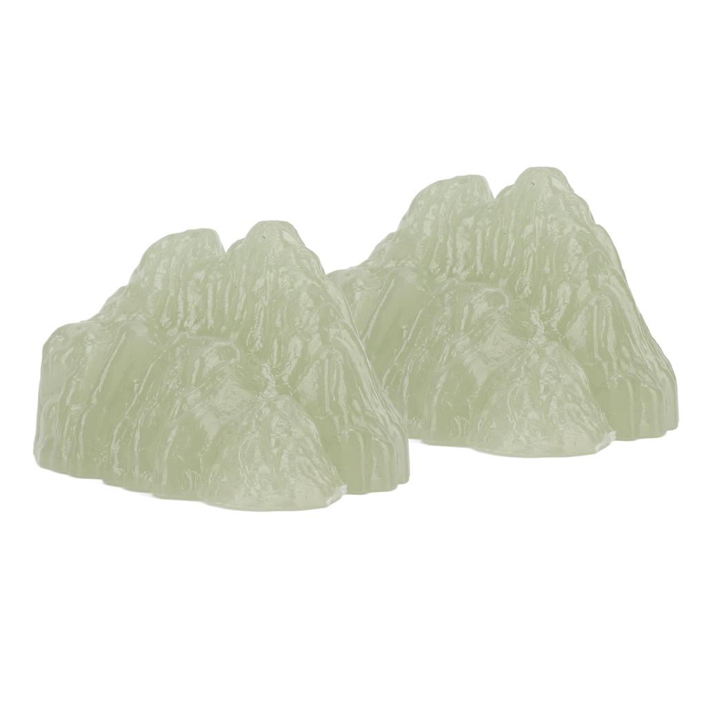 2Pcs Green Fluorite Mineral Crystal Specimen Desktop Simulation Super Bright Luminous Decorative