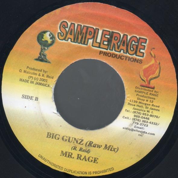 

7inch Record MR. RAGE Big Gunz NONE SampleRage Pro 2001 Jamaica Reggae Ska Dub Used