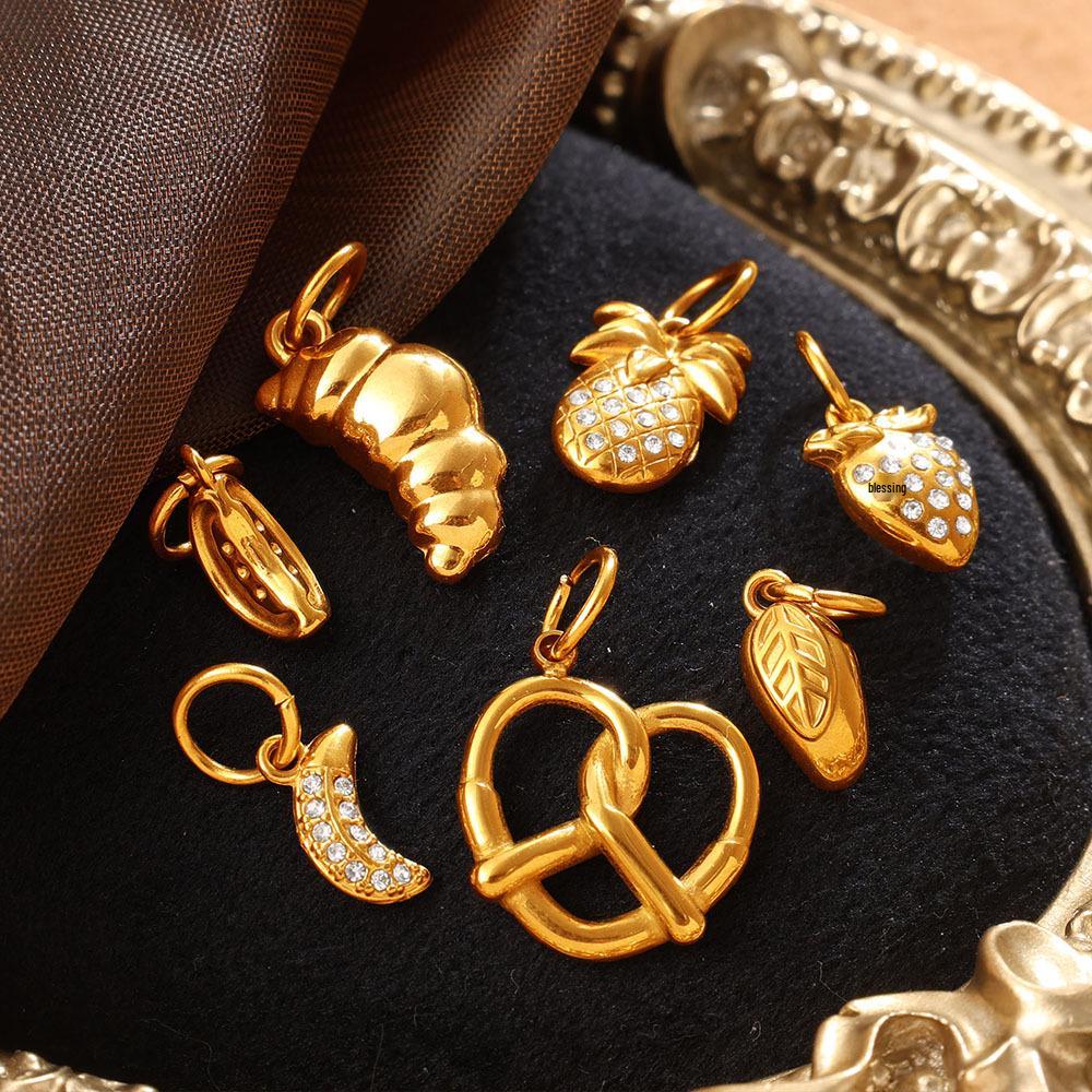 European & American Multi-Element Fruit Series Jewelry: Apple, Pineapple, Peanut Pendant Necklace & Bracelet for Women