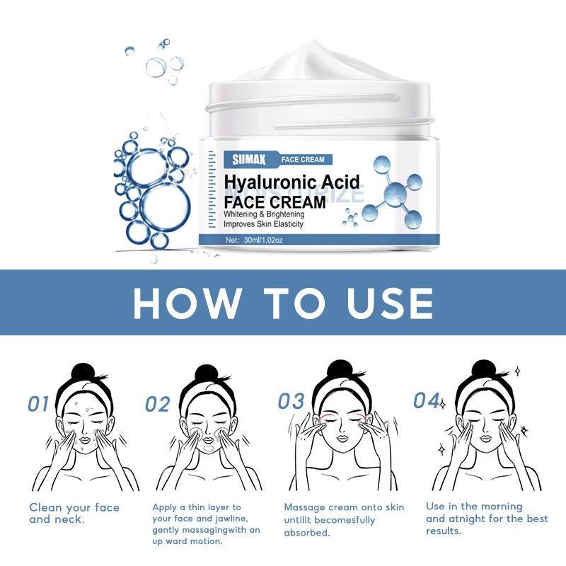 Pure Hyaluronic Acid Face Cream 30ml Mooth Delicate Radiant and Translucent Rapid Absorption of Skin Retinol Anti Aging Serum