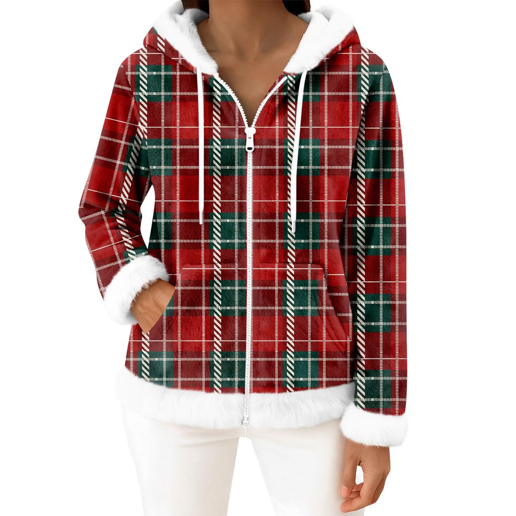 Kvinners avslappede mote langermet fleece hettejakke med glidelås