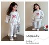 2025 Bow Lace Girls' Sporty Two-Piece Sweatshirt Set for Spring and Autumn