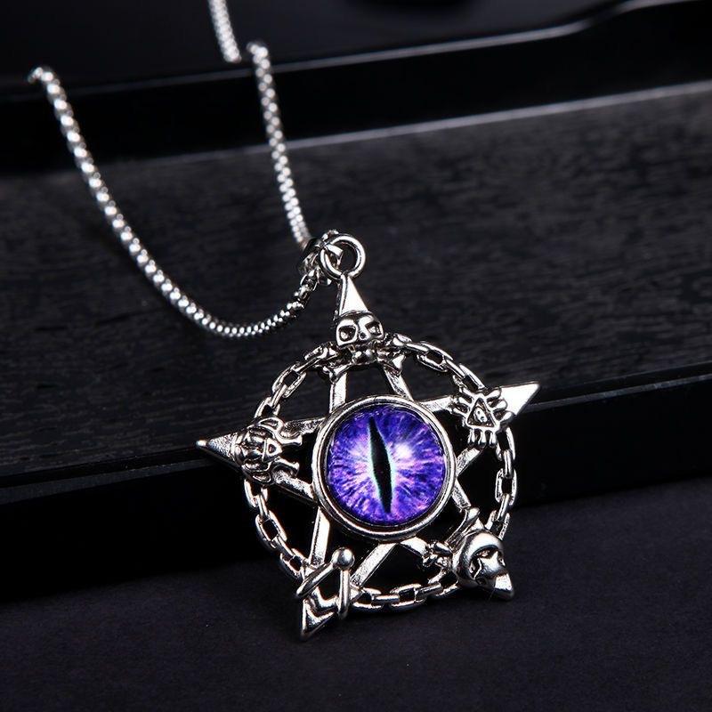 New Necklace Boys Trendy Versatile Five-pointed Star Pendant Jewelry Devil's Eye Domineering Accessories Hip-hop Street Dance
