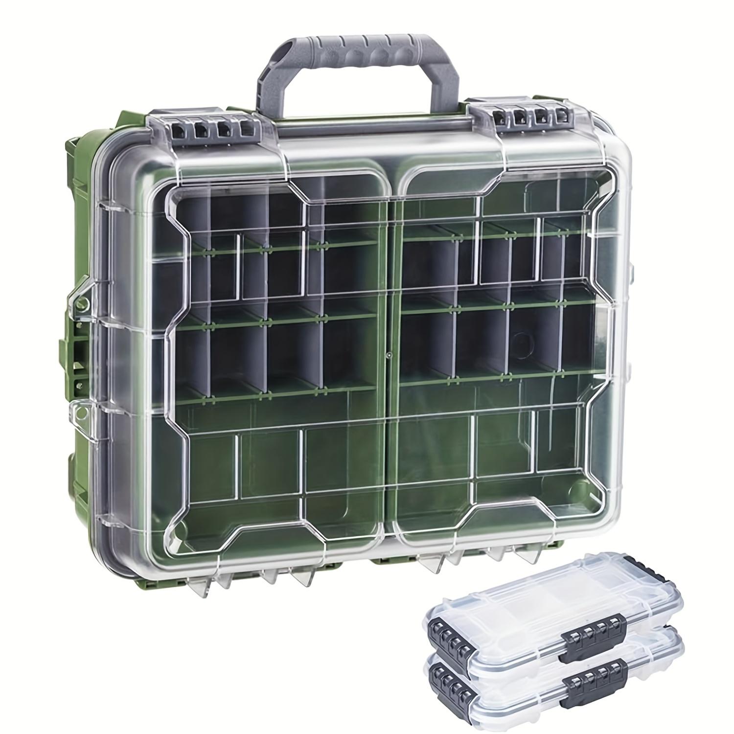 

Универсальный ящик для рыболовных снастей с двумя небольшими лотками для снастей, съемный внутренний дизайн, водонепроницаемый ящик для хранения, более толстый плавающий герметичный ящик Green 1pc