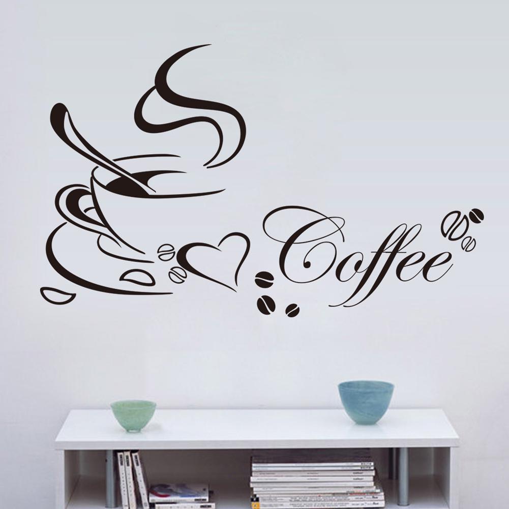 2Pcs Distinctive Coffee Cup Pattern Decorative Wall Sticker for Kitchen Living Room Decoration