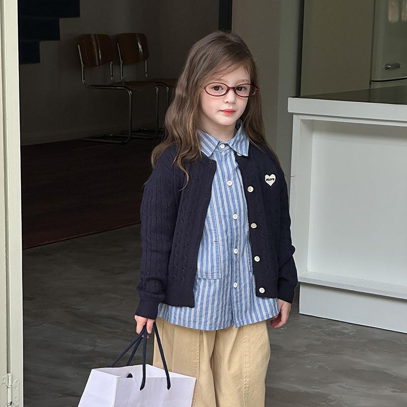 Children's Casual Sweater Autumn Girl Sweet Love Knitted Cardigan Coat