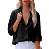 Classic Women's Long Sleeve Cotton Linen Shirt Lapel Button Blouse