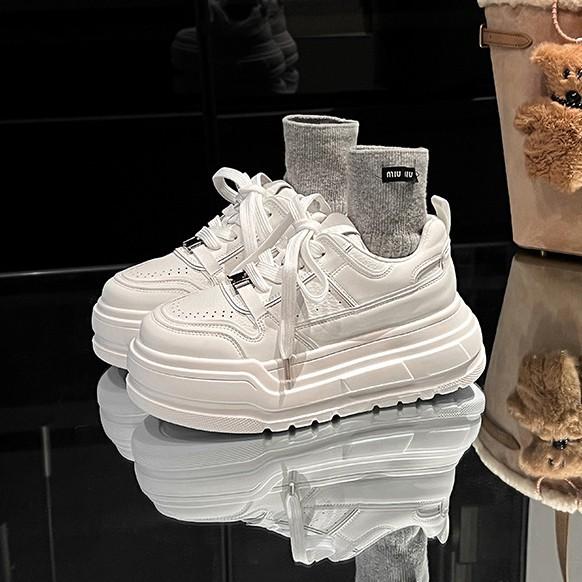 Cowhide version~ 2025 summer heightening platform white shoes women's 2025 summer new versatile casual shoes board shoes