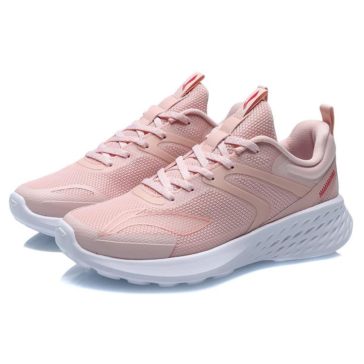New LiNing Lightweight Cushioning Low Top Running Shoes Women's Peach Orange Pink ARHR064-5