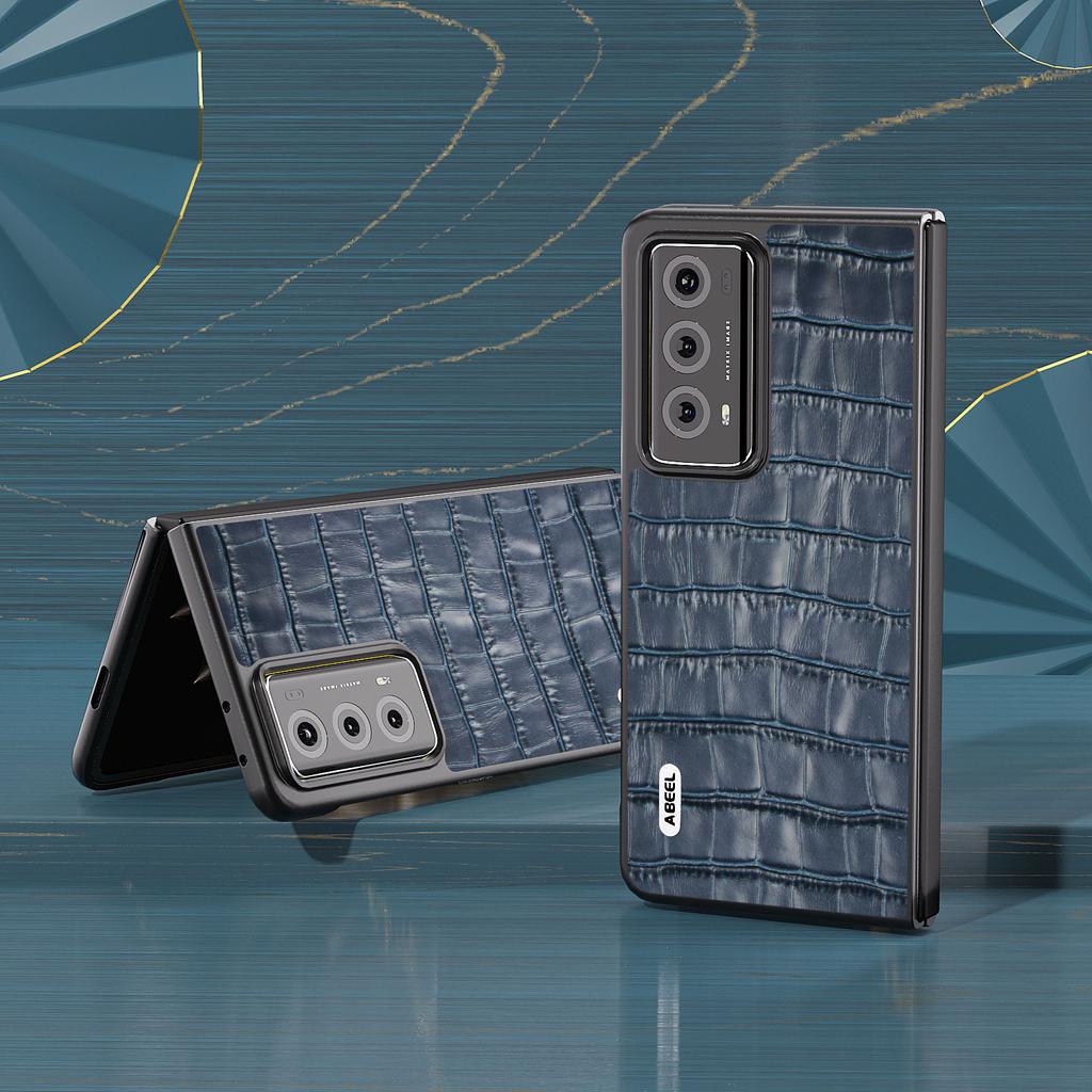 ABEEL For Honor Magic V2 5G Genuine Cow Leather+PC Cover Crocodile Texture Shockproof Phone Case