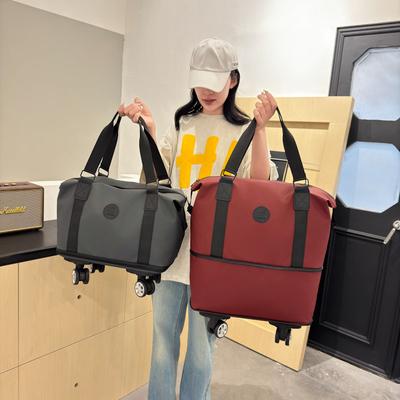 Multi-functional Swivel Wheel Travel Bag for Women, Dry and Wet Separation, Fashionable Large-capacity Luggage Bag, Expandable Moving Storage Bag