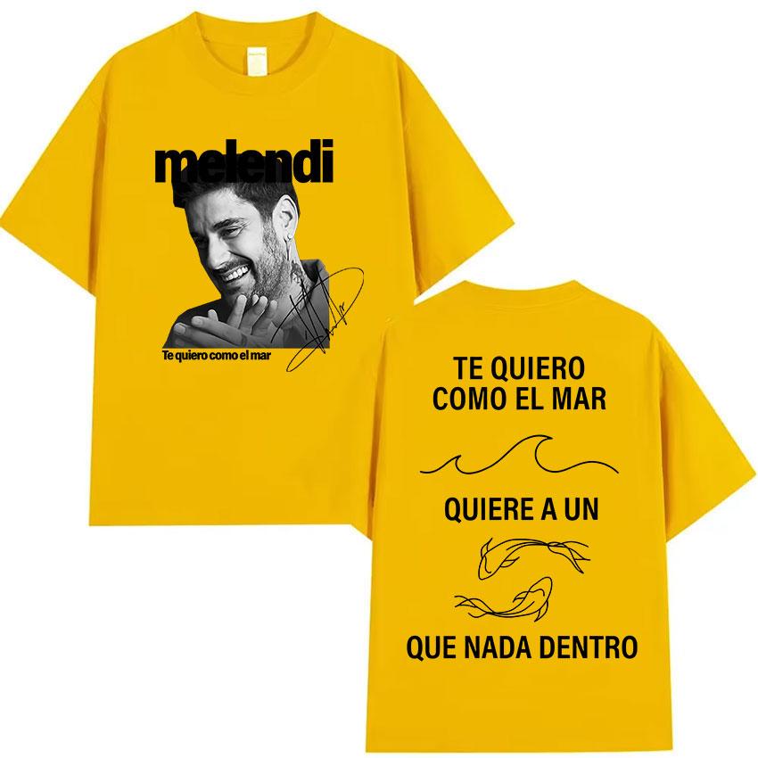 Rapper Melendi Tour Album Graphic T Shirt Men's Retro High Quality Cotton T-shirts Hip Hop Clothing Oversized T-shirt Streetwear