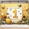 Cartoon Little Bee Theme Background Kids Birthday Party Decoration Honey Sunflowers Daisy Backdrop Newborn Baby Shower Supplies