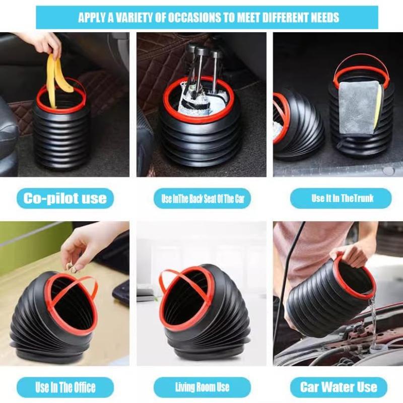1/2pcs 4L Car Trash Can, Foldable Multifunction Storage Bucket for Auto Outdoor Fishing, Portable Leakproof Trash Bin