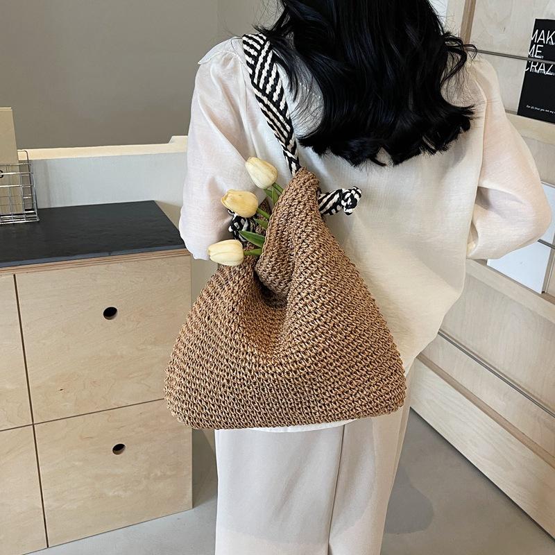 Woven Bag New Summer Large Capacity Lazy Wind Straw Woven Tote Bag Seaside Vacation Beach Bag Women's Bag