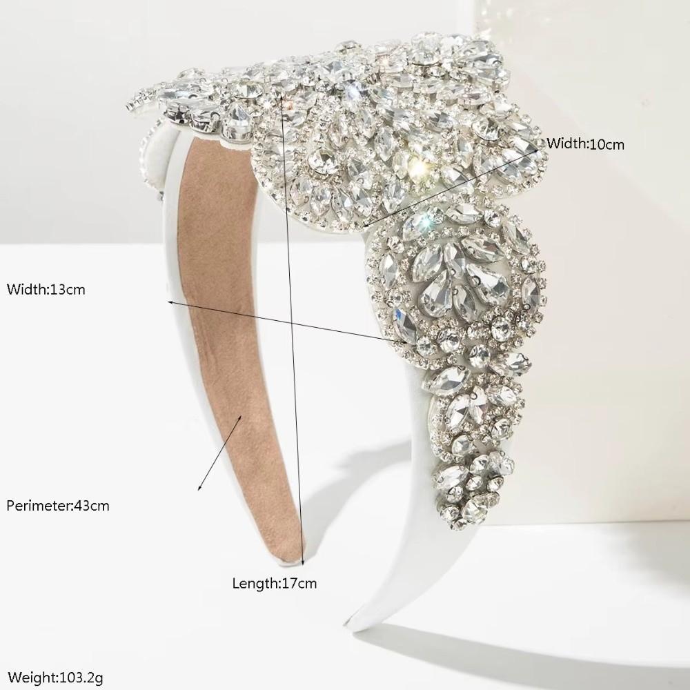 Full Diamond Inlay Baroque Headband Adjustable Prom Party Hair Accessory Vintage Wide Headband