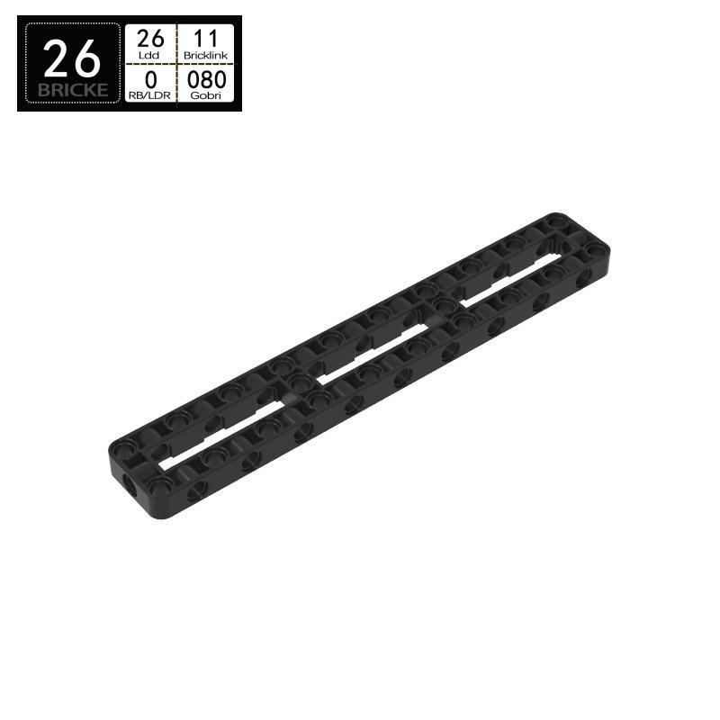 

BRICKE 67491 Building Blocks 3x19 Hole Wall Ring Beam Compatible with LEGO - MOC DIY Loose Parts 50g (~4 pcs) чёрный