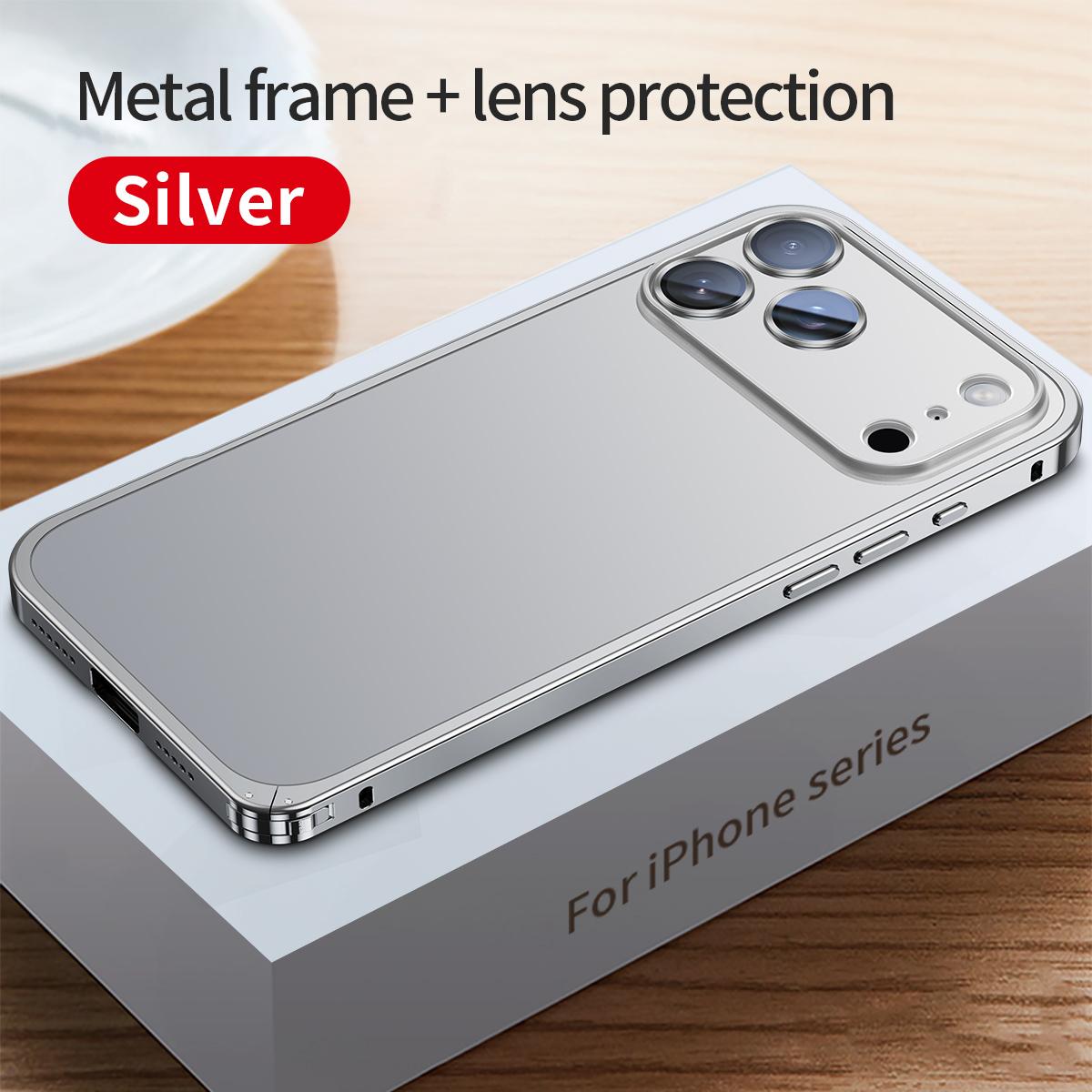 

Aluminum Alloy Frame Metal Case for IPhone 17 Pro Max Metal Lens Glass Protection Heat Dissipation Rugged Cover iPhone 17 Pro Max срібний