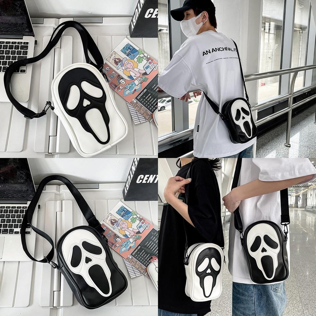 Trendy Ghost Skull Crossbody Bag Small Pu Shoulder Bag For Men And Women