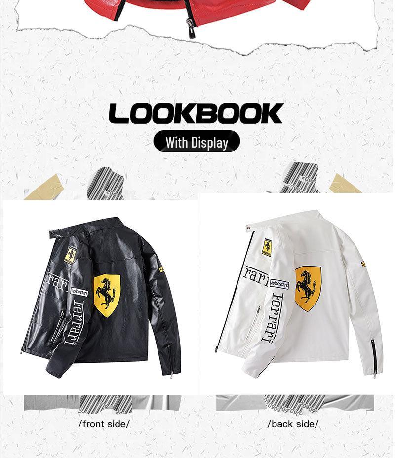 F1 Rennanzug im amerikanischen Stil: Bestickte PPU-Leder-Motorradjacke für den Winter - Unisex