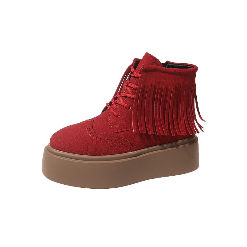 Fashion 2024 New Autumn Thick-soled Women's Fashionable and Casual Solid Color Short-leg Ankle-length Fashion Boots