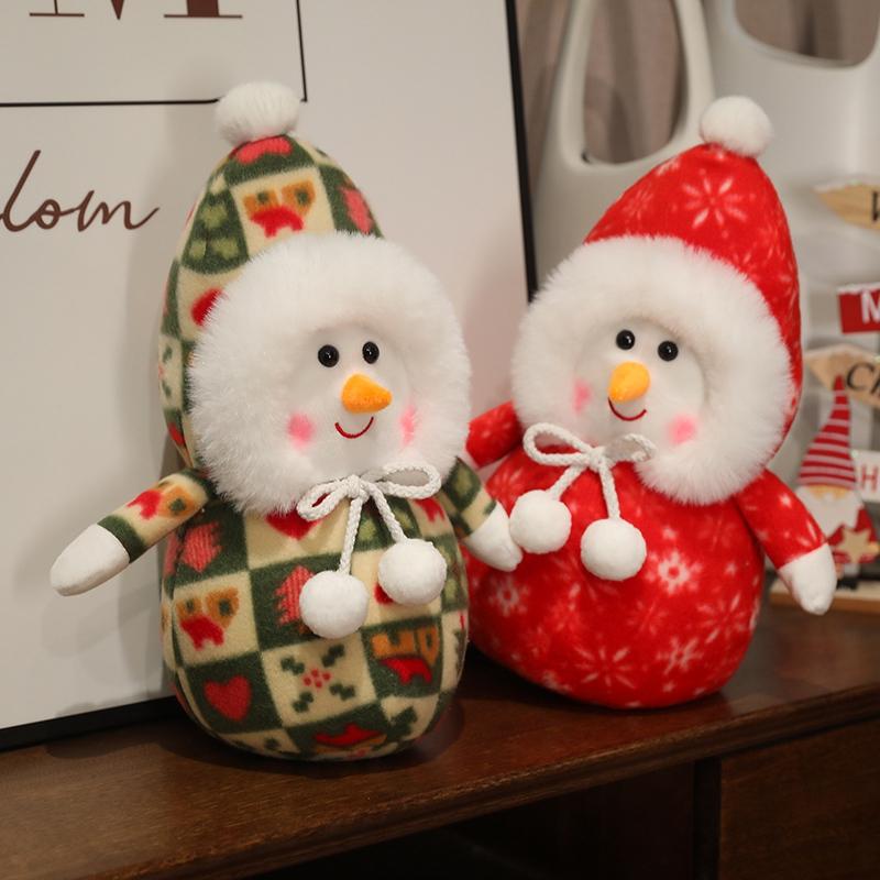 Kawaii 35CM Dress Up Snowman Plush Toy Lovely Christmas Snowman Plushie Doll Surprise Xmas Home Decoration Gift