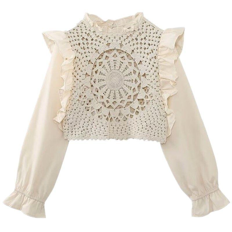 

Fashion Wind 2023 New Fall Women s Clothing Stylish Laminated Decoration Sleeve Knitting Patchwork Top 7200100 Picture color M