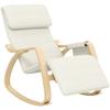 Rocking Relax Armchair Nursing Chair with Adjustable Footrest, Side Pocket and Headrest, Cream White