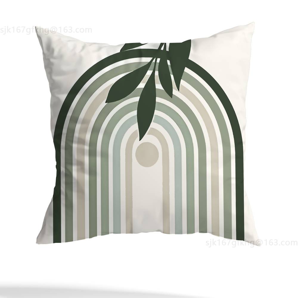 Abstract Plants Pillow Case Square Double-Sided Printing Short Plush Sofa Cushion Cover Bedroom Bedside Pillow