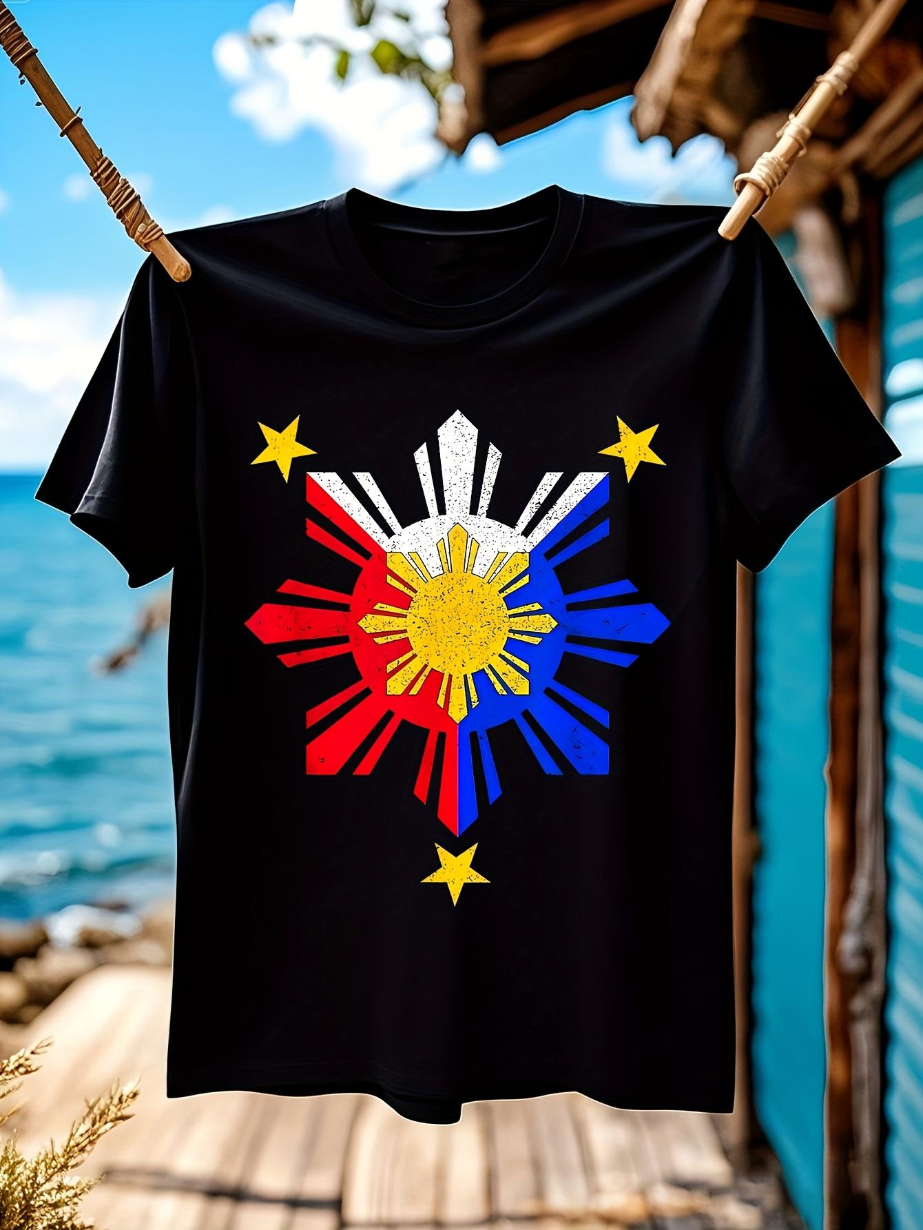 Filipino Flag Tshirt - Black with Red S