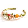 French Style Bangle For Woman Handmade Flowers Fruit Series Enamel Bangle Adjustable Bangle Birthday Gift Vacation Party Jewelry