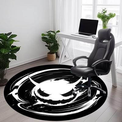 1pc Spiral Face Ghost Office Round Area Rug, Under Office Chairs Bedroom Living Room Home Decor, Room Deco