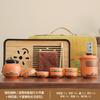 Guochao suit business coarse pottery Qingshan flying birds Lingxue pot travel tea set accompanying ceremony enterprise