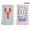 Serviettes de Cuisine Imprimées Rayées Homard Sardine Lot de 2 Pièces Chiffon à Vaisselle Doux Serviette à Main Pour Cuisine Nettoyage Serviettes Décoratives de Cuisine