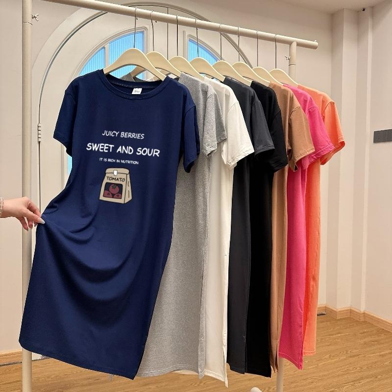 

Плюс Размер Ретро Шикарное Платье Футболка С Коротким Рукавом Женское Свободное Открытое Платье Средней Длины 4XL тёмно-синий