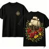 Oversized CasualUnisexs Retro Galleon Floral Graphic TShirt Breathable Cotton Casual Tee Short Sleeve ONeck Tops Summer Shirts