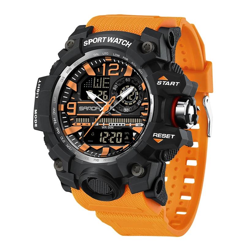 SANDA 3133 Student Electronic Wrist Clock Trendy Fashion Waterproof Week Day Display Digital Analog Watch Alarm Mode Teenager