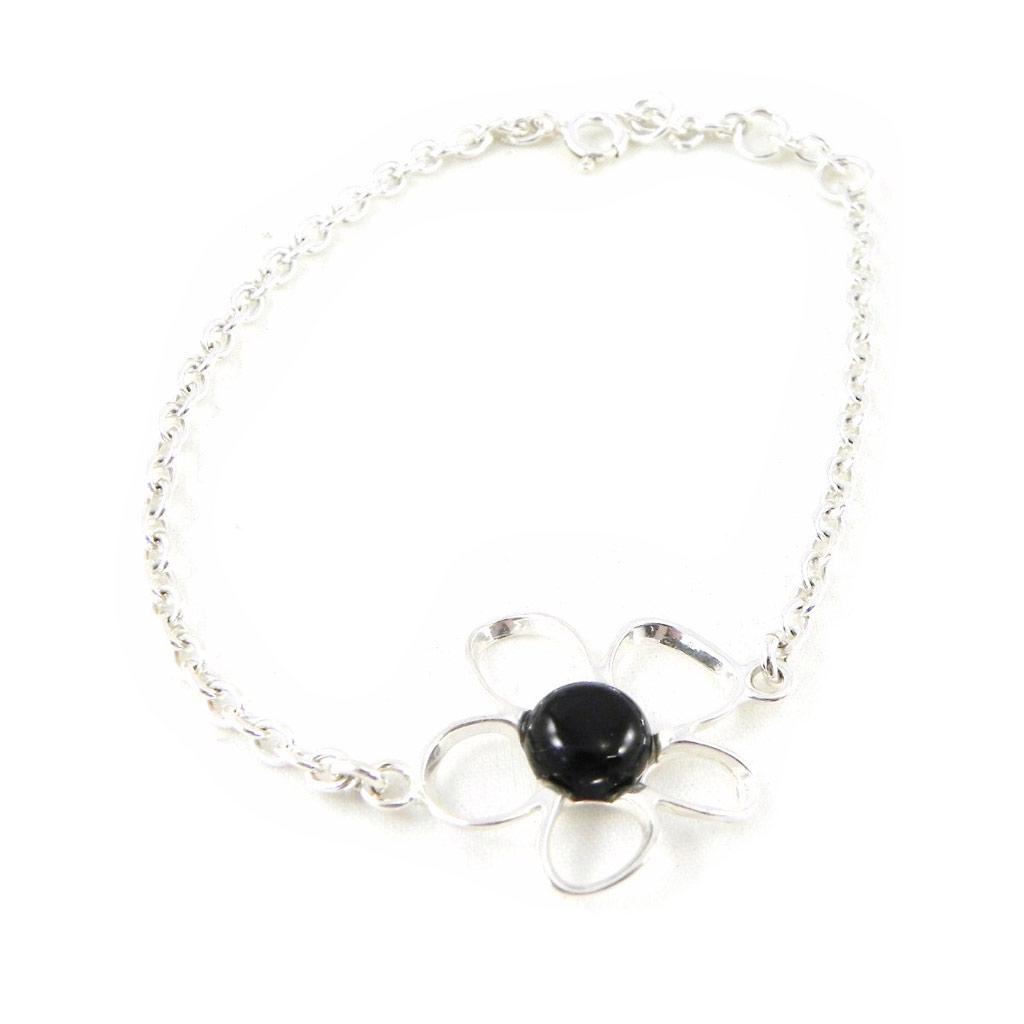 Les Trésors De Lily [H3476] - Silberarmband 'Göttin Jettenschwarz' schwarz silbern (rhodiniert) - 20 mm