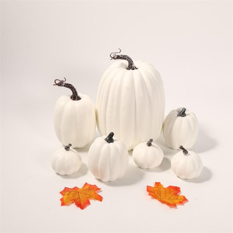

7PCS Simulation Pumpkin Artificial Pumpkin Halloween DIY Craft Decoration Party Wedding Autumn Harvest Fake Pumpkin Decoration білий