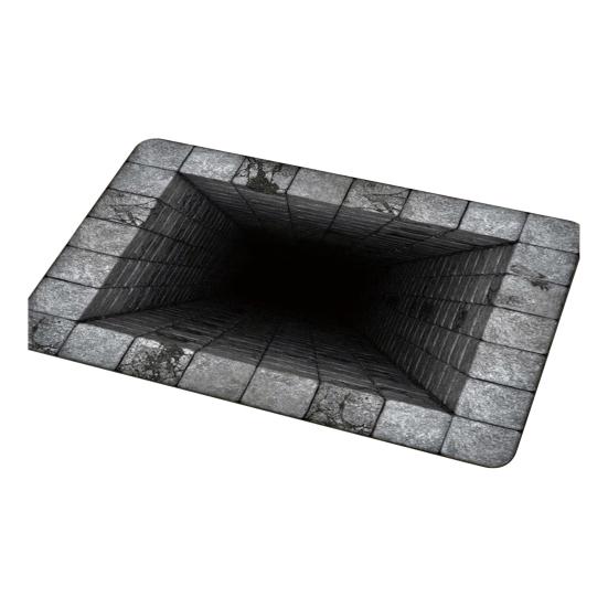 3D Optical Illusion Rug Realistic Hole Pattern Floor Mat Absorbent Non-Slip Bottomless Pit Doormat for Living Room Bedroom Porch Entrance