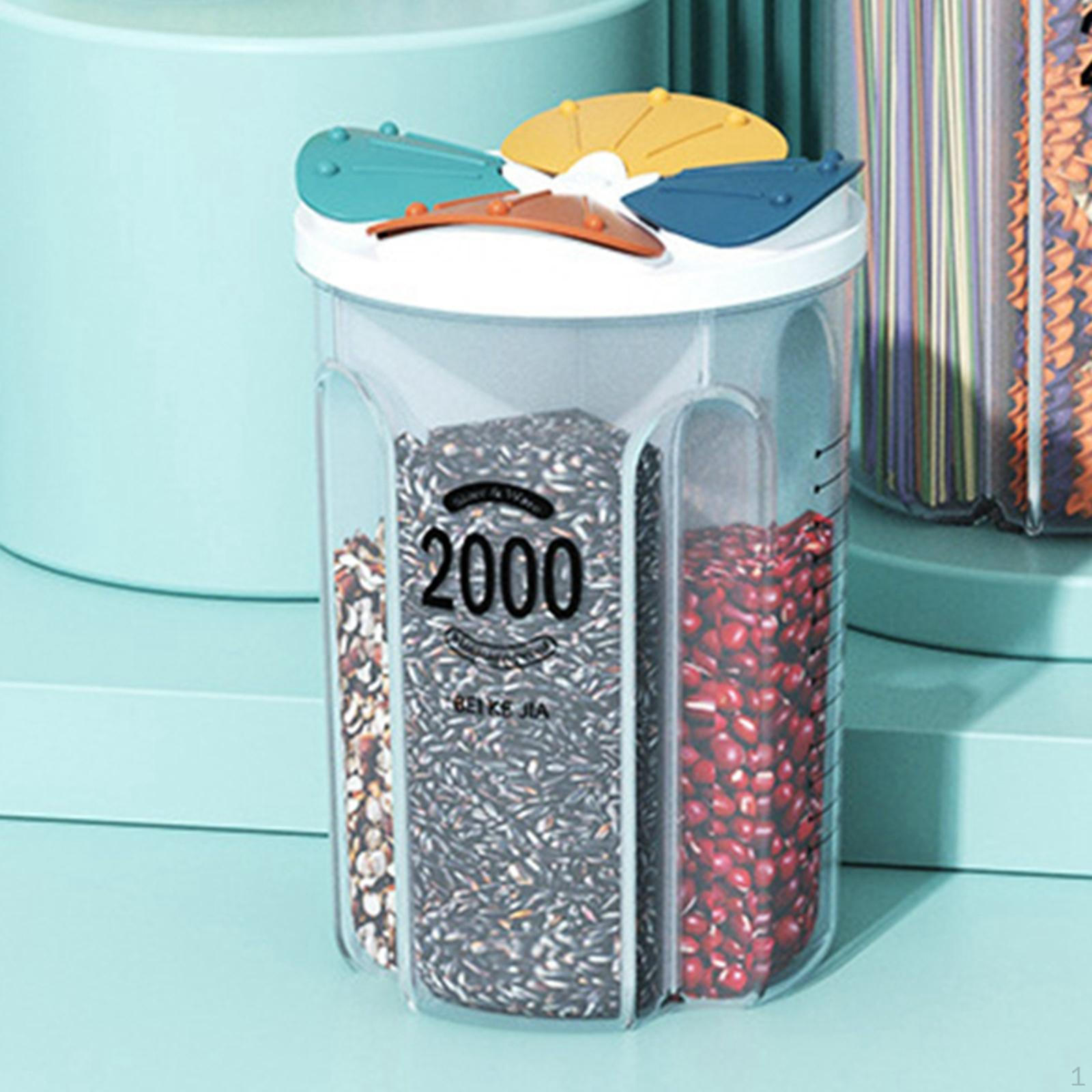 Контейнер для хранения с крышками Пластиковые диспенсеры для сухих завтраков Контейнеры для закусок Орехов Муки Кунжута 2L