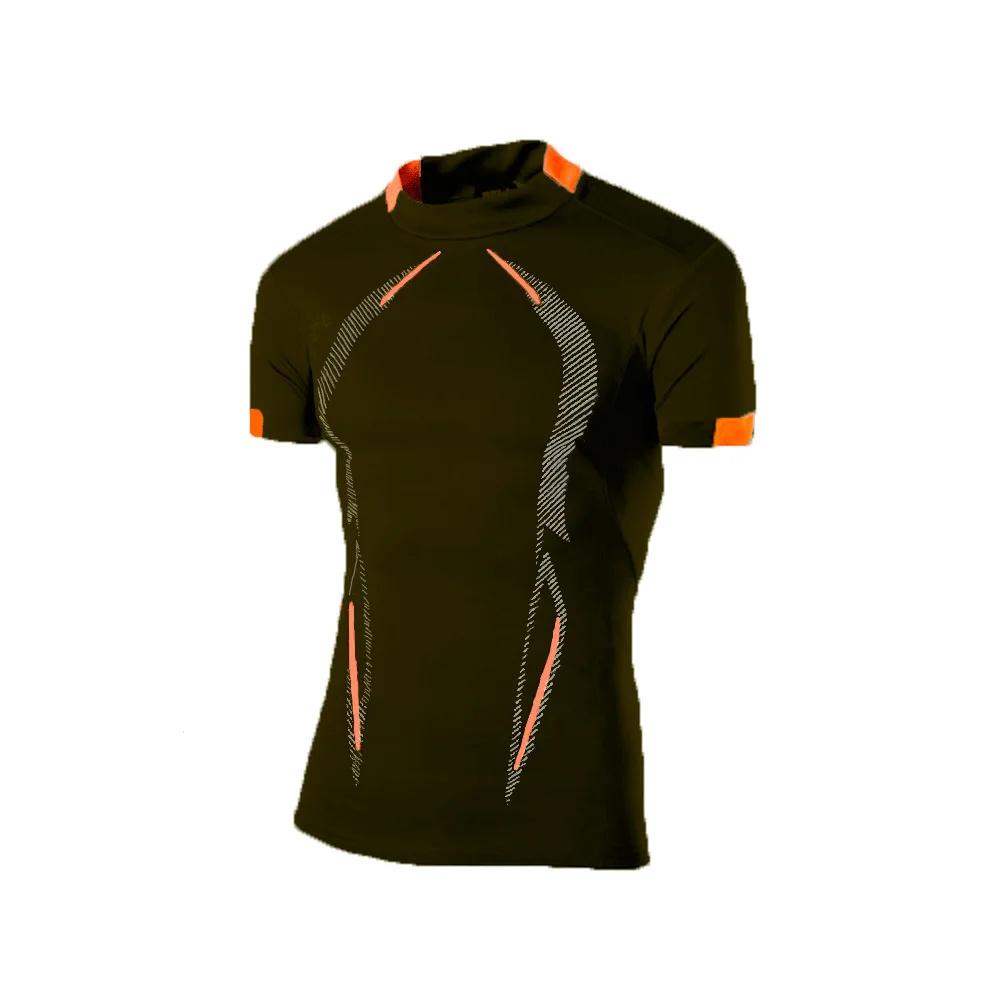 Men Casual Sports T-shirt Slim Fit Gym Sport Quick Dry Breathable Comfortable Outdoor Running Contrast Color Print Tee