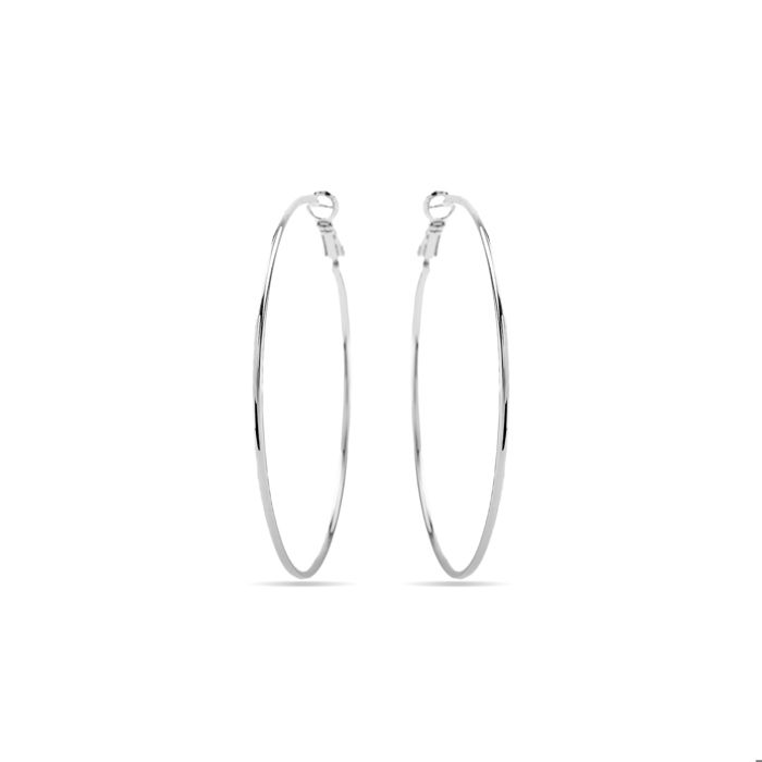 Boucles d’oreilles Luxenter avec un diamètre de 60 mm de finitions en rhodie - Kelxo