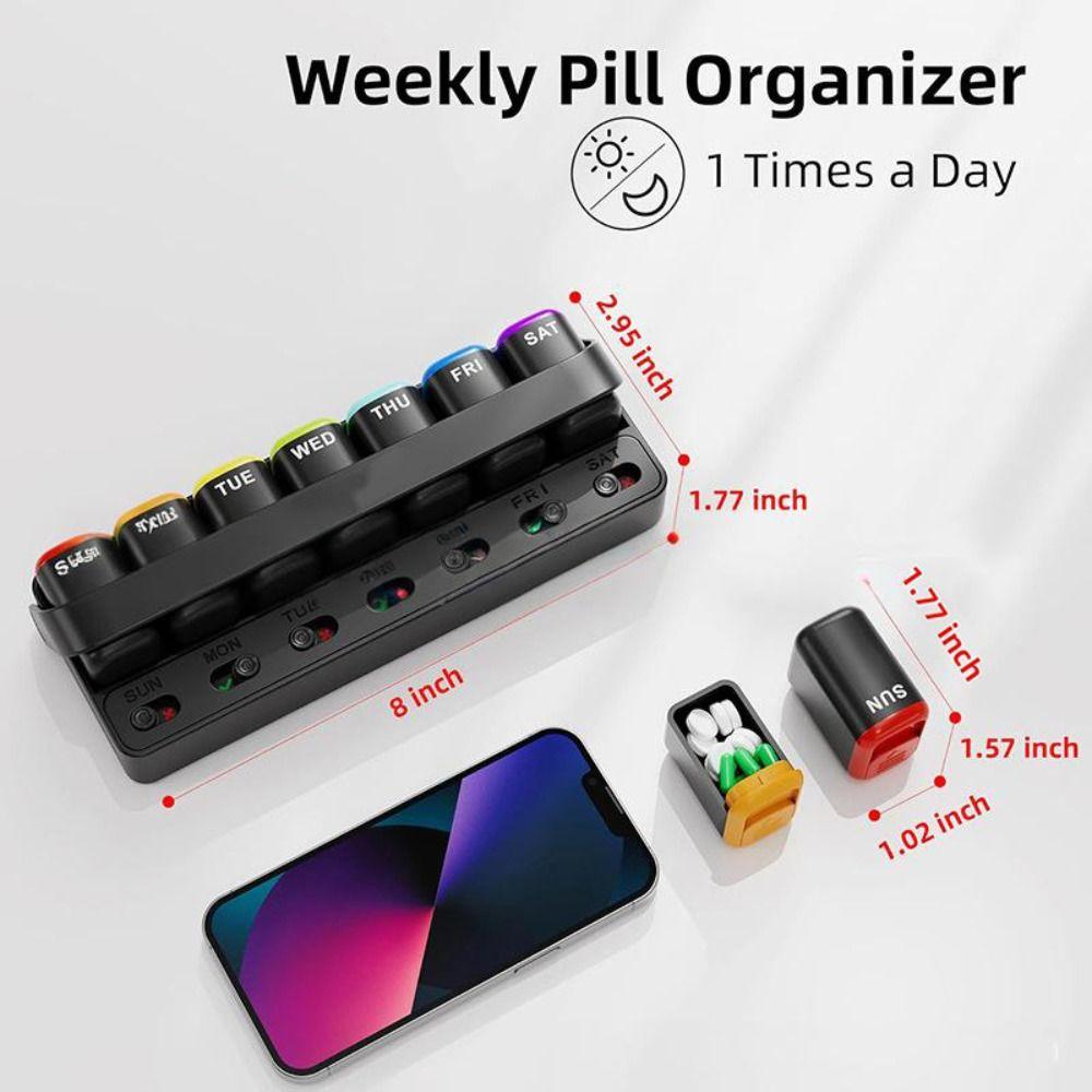 Detachable Weekly Pill Organizer 7-Grid Pill Dispenser Portable Medicine Storage Case  Home
