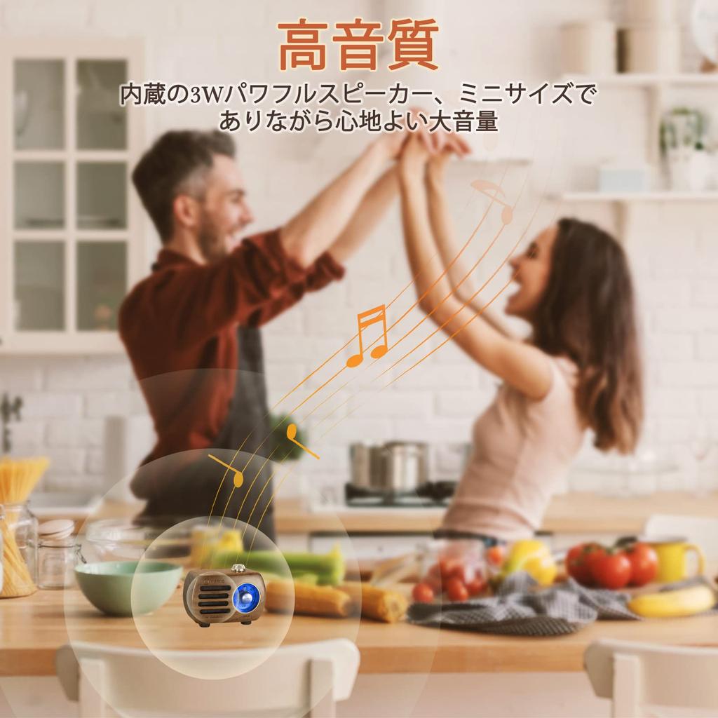 Wooden Radio Bluetooth Speaker Compatible with Wireless Bluetooth Wide Bass Perfect Gift GemeanR-818 (Not Earphones), Compact, FM, Retro,