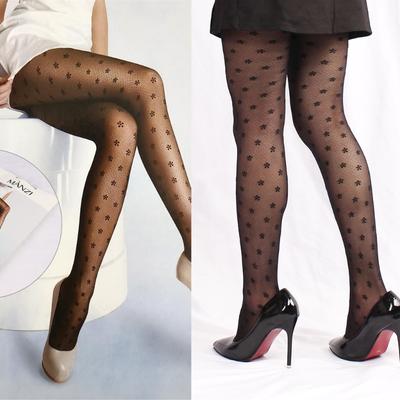 Women Sexy Hollow Out See Through Pantyhose Floral Jacquard Bottoming Leggings 20D Fine Mesh Sheer Tights Stockings