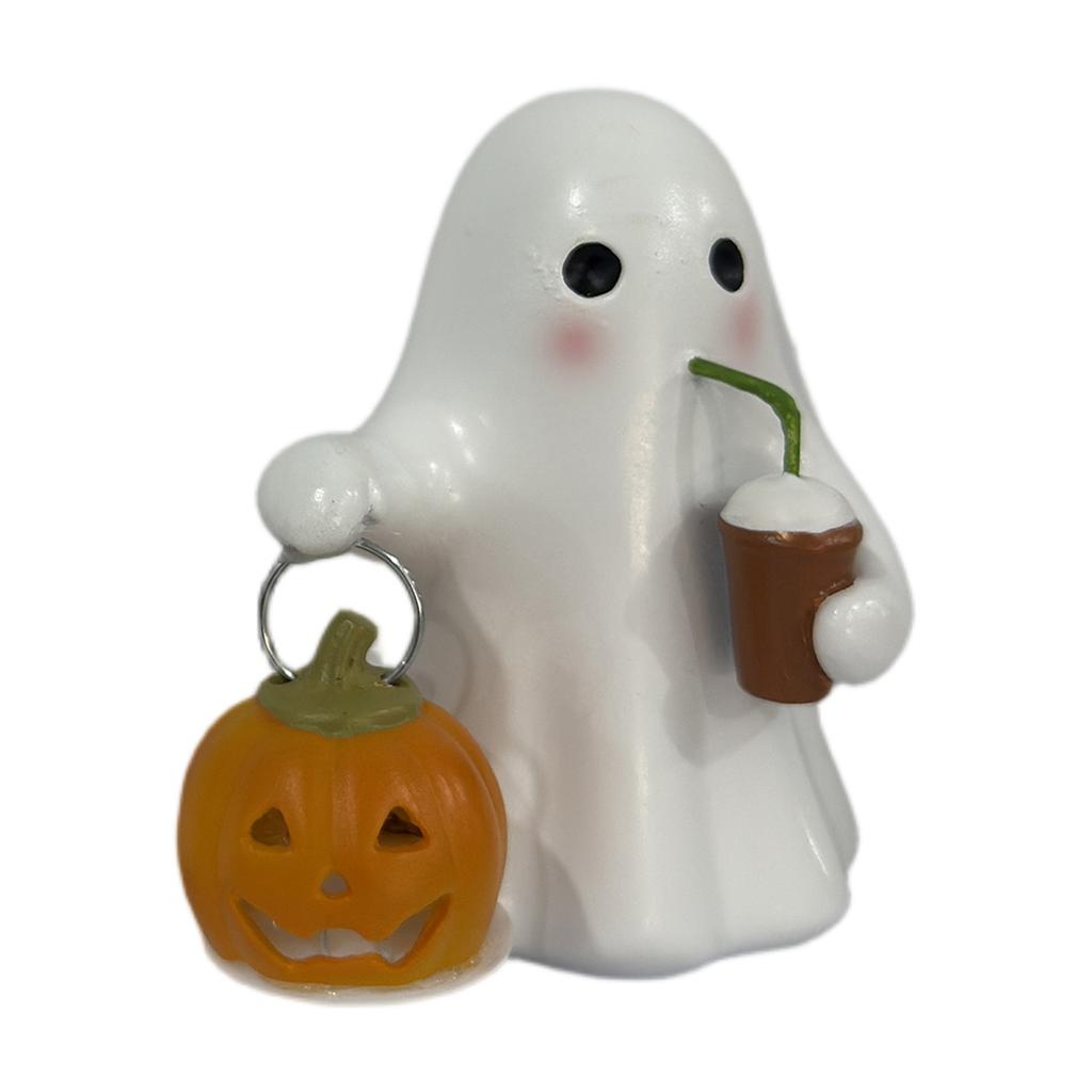Halloween Pumpkin Ghost Coffee Night Light Cute 3D LED Spooky Ghost Statue Lamp Halloween Ghost Night Lamp for Home Decor