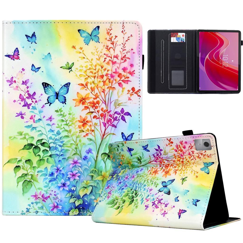 Pre puzdro Lenovo Tab M11/Xiaoxin Pad 11 2024 s potlačou vzoru, držiakom na karty, kožené puzdro so stojanom na tablet