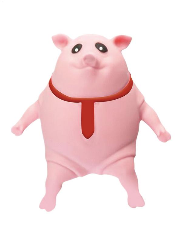 Soft Animal Pinching Fidget Toys Cute Soft Rubber Farm Animal Fidget Toy Red Tie Design Round Body Animal Pinching Doll toy