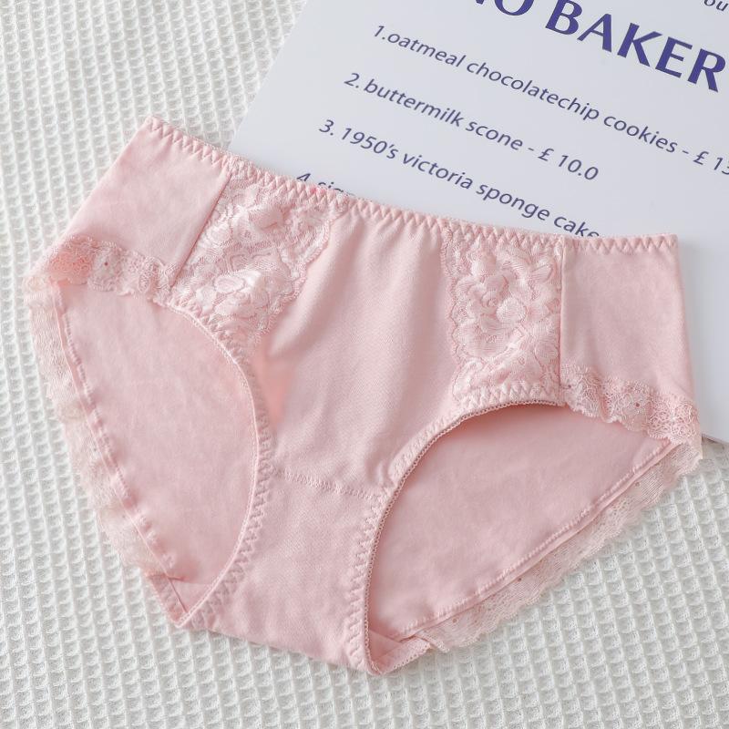 Pure Cotton Seamless Underwear for Women Antibacterial Breathable Comfortable Solid Color Mid Waist Triangular Knit for Girls